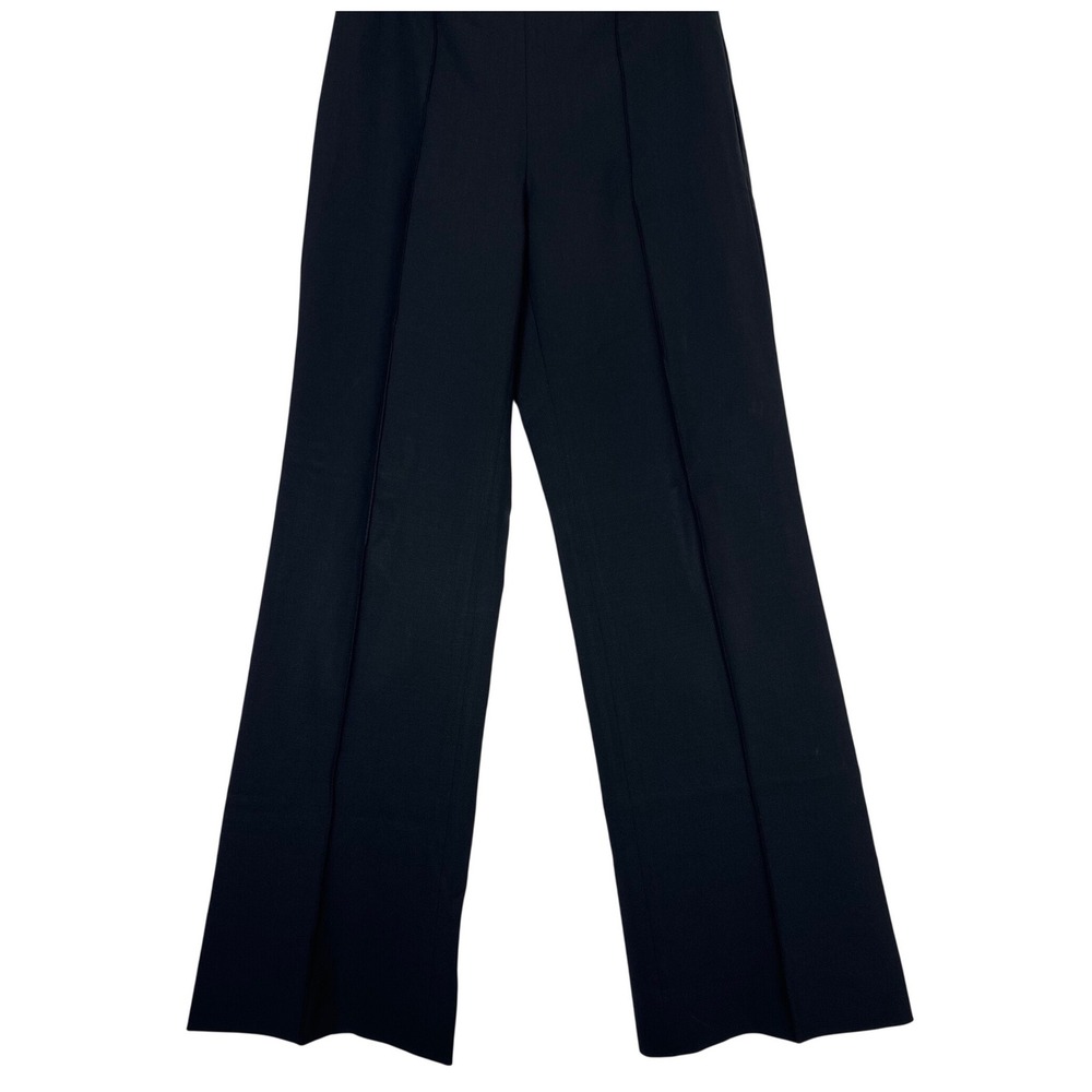 Theory Lightweight Wool Blend Trousers Black 0 Wide Leg Minimalist Quiet Luxury - Picture 6 of 11
